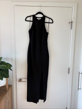 Black formal Dress with Side Lace-Up Detail